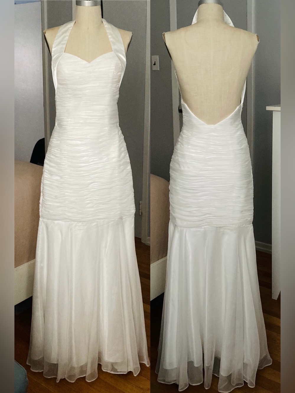 Womens COLORS long white chiffon / satin evening dress in size 2. Runs smaller.
